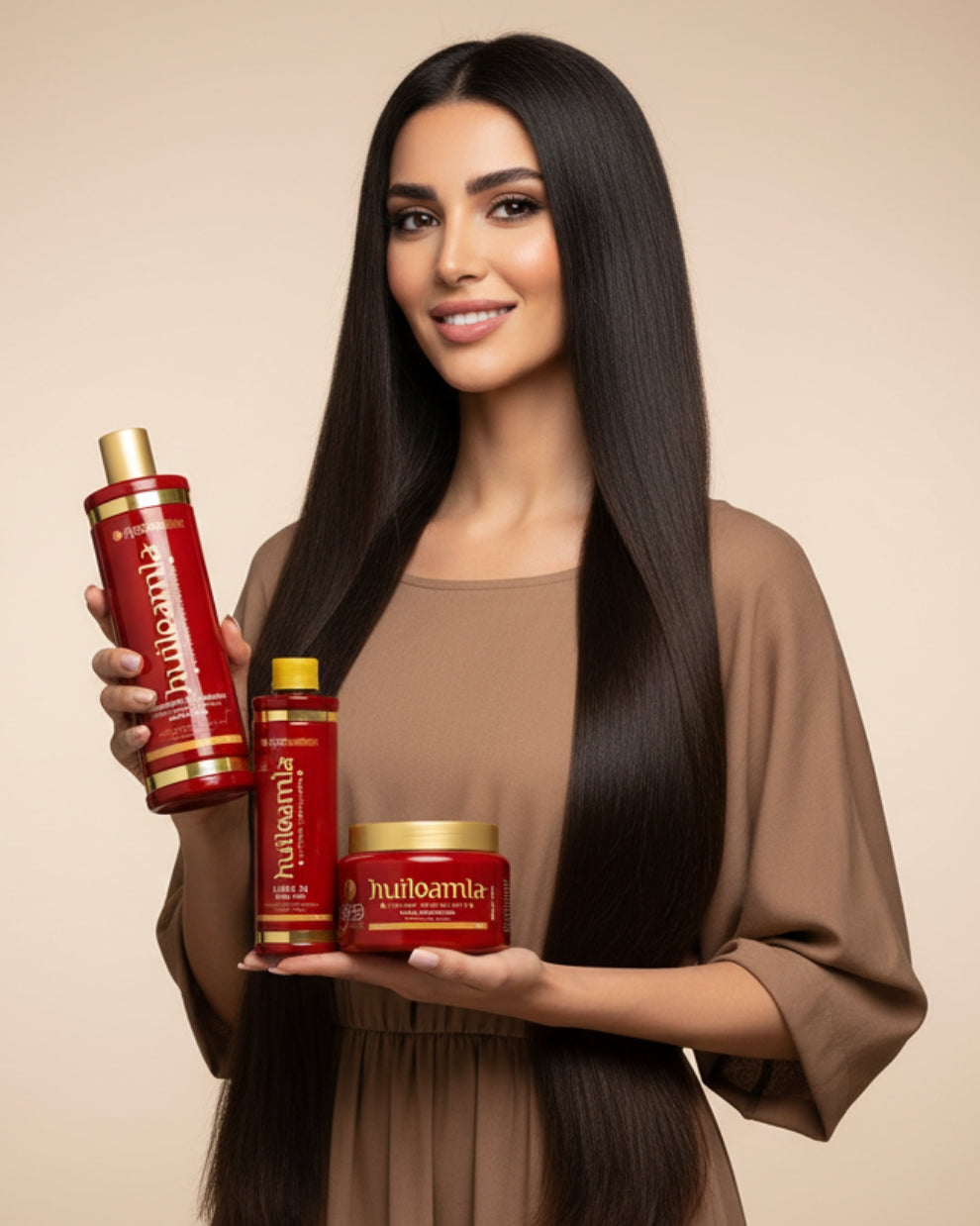 Kit Entretien Shampoing Sans Sulfate, Masque et Soin Indien Amla Plex - 2x500ml + 300ml