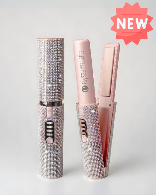 ELYSS’ GLOW | Mini Lisseur Cheveux Portable 2-en-1 avec Strass